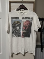 Vintage 1991 Living Epistles “He loves me. He loves me not.” Jesus Tee picture