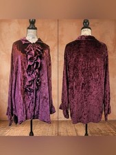 VTG 90s Morbid Threads Velvet Ruffle Pirate Blouse XL Goth picture
