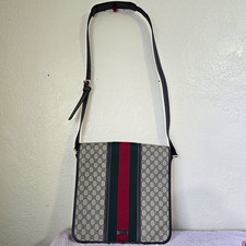 Gucci GG Web Canvas/Leather Shoulder Bag Beige Green/Red Stripe Medium picture