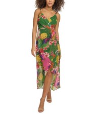 Siena Women's Floral Print Sleeveless High-Low Maxi Dress Green Multi Size 8 NWT picture