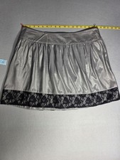 Vanity Y2K Whimsygoth Mini Skirt Silver Black Sz. XL Floral Lace Stretch Waist picture