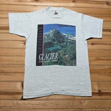 Vintage 90s Glacier National Park Mountain Montana Graphic T-Shirt USA - Medium picture