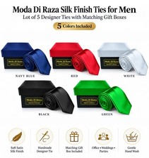Lot of 5 Men's Silk Finish Solid Color Ties with Gift Boxes, Wholesale Lot, Ties picture