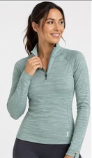$120 Smartwool Women's Clas Thermal Base Layer 1/4 Zip Top-Arctic Green -Medium picture