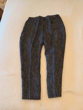 Theory Linen Blend Tapered Trousers Heather Blue Sz 10 EUC picture