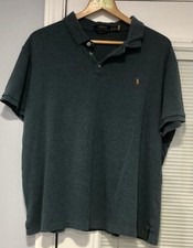 Polo Ralph Lauren Mens Custom Slim Fit Polo Shirt Navy XL Short Sleeve picture
