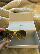 Dior Aviator Sunglasses Gold Metal Frame Brown Tinted Plastic Lenses picture