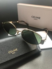 Celine CL40235U 30N 54mm Round Gold Sunglasses with Green Lens picture