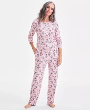 NWT Charter Club 2-Pc. Packaged Ribbed Pajamas Set Cottage Floral Pink S picture