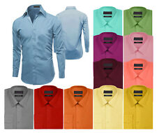 Men's Premium Long Sleeve Formal Button Up Slim Fit Solid Color Dress Shirt picture