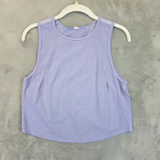 Lululemon Sculpt Crop Tank Top Womens 4 Purple Crew Neck Mesh Back Athletic Yoga picture