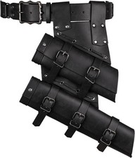 HiiFeuer 2 PCs Medieval Double Sword Frog with Belt Renaissance Large, Black  picture