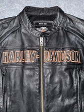 Harley Davidson Roadway Leather Riding Jacket Mens XL Black Bar&Shield Authentic picture