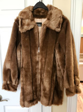 Stunning Vintage 1980s / 1990s Dennis Basso Pelted Faux Fur Coat w/Garment Bag picture