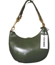 Steve Madden Green Faux Leather Crescent Shoulder Bag Gold Hardware Zip M picture