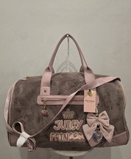 Juicy Couture Juicy Princess Duffle Bag Velour Brown Pink Weekender NWT Y2K 19in picture
