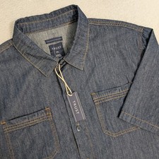 NEW Trust Shirt Mens 2XL Dark Denim Short Sleeve Button Up POLY blend picture