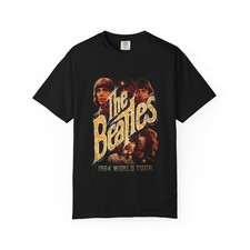 Copy of The Beatles 1964 World Tour Vintage T-Shirt Comfort Colors Black picture