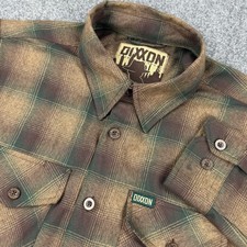Dixxon Glasgow Flannel Shirt Mens Small Brown Green Plaid Long Sleeve Detective picture