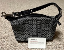 Vintage Coach Soho Signature C Jacquard Mini Top Handle Pouch Bag (Gray & Black) picture