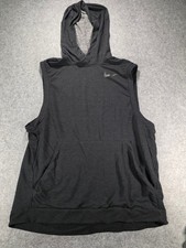 Nike Dri-FIT Sleeveless Hoodie Size L Black Gray Training Top picture