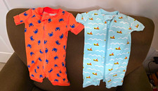 Hanna Andersson Baby Cotton Knit Short Sleeve Snap Collared Animal 3-6M picture