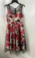 Unique Vintage Women's Iconic Swiss Dot Floral High Society Dress Sz M NWT picture