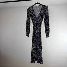 H&M Black and Cream Animal Print Long Sleeve Dress picture