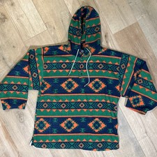 Vintage Laundromat Aztek Southwestern Fleece Pullover Hooded Sweatshirt Large picture