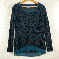 Womens Whimsigoth Velvet Burnout Long Sleeve Top Small Dark Romantic FairyGrunge picture