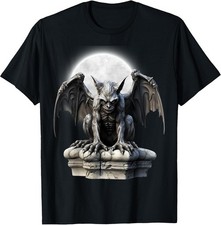 Gothic Winged Gargoyle Goth Fantasy Moon Halloween T-Shirt picture