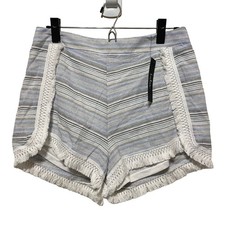 NWT Lulus Savvy Blue and White Striped Fringed Shorts picture