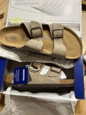 NEW Birkenstock Arizona Suede Leather Taupe Soft Footbed Unisex Sandals EU 37-45 picture