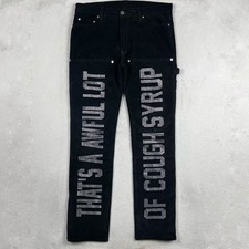 That's A Awful Lot Of Cough Syrup Pants Mens 34 Black Corduroy Rhinestone picture