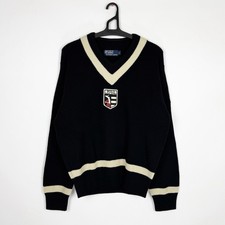VTG Polo By Ralph Lauren Sweater Jumper Ski Jumping Suicide Wool Black Mens  L picture