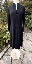 Vintage Causal Adele Simpson Black Dress with Blue Accent Collar and Cuffs picture