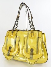 Authentic FENDI B Bag Yellow Patent Leather Tote Hand Bag Purse #64797 picture
