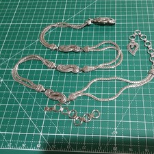 Vintage Brighton Bali Hai Silver Chain Belt Scroll Heart Charm Double Wheat picture