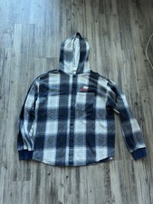 Supreme x Nike Plaid Hooded Sweatshirt - Size L - Navy picture