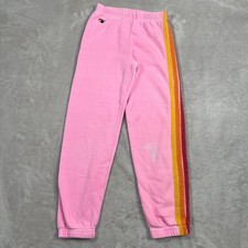 Aviator Nation Sweatpants Girls Size 10 Pink 5 Stripe Has Blemishes Throughout picture