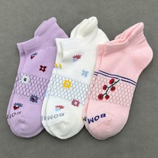 BOMBAS 3 pairs Women's honeycomb Flower Ankle Socks Cushion Size L 3 Colors Mix picture