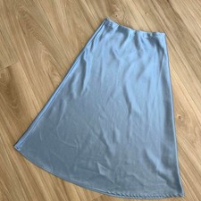 Zeagoo Women's Silky Dusty Blue Skirt Medium Midi picture