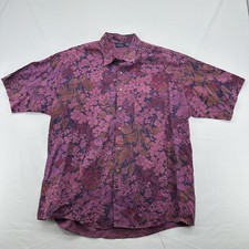 VTG Bon Homme Hawaiian Floral Shirt Mens XL Large Purple Abstract Print 90s picture