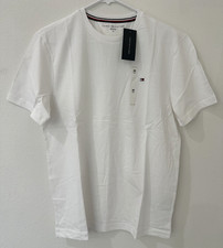 Tommy Hilfiger Men's White T-Shirt Size M Crew Neck Cotton Flag Logo NWT picture