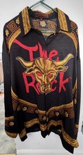 Super RARE 2001 MENS CREME DE SILK CREPE SILK SHIRT THEME THE ROCK WWE SIZE XL picture
