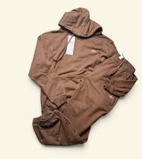 Alo Unisex Brown Fleece Sweatsuit Set Medium 2pc Hoodie picture