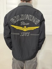Vintage Honda Goldwing Fleece Lined Jacket Mens L Black Windbreaker Bomber 1975 picture