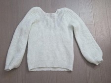 Sézane La Maille Mohair Jumper Size S Ecru White Scoop Neck Balloon Sleeves picture