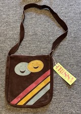 Vintage 1960’s/70’s Trissa Sarne Small Leather Suede Happy Face Fun Bag NWT picture