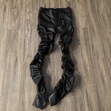Guapi Black Leather Scrunch Pants Men's Size 36 New with Tags Long picture